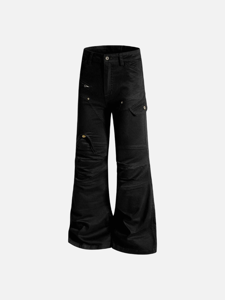 DAXUEN Solid black flared cargo pants