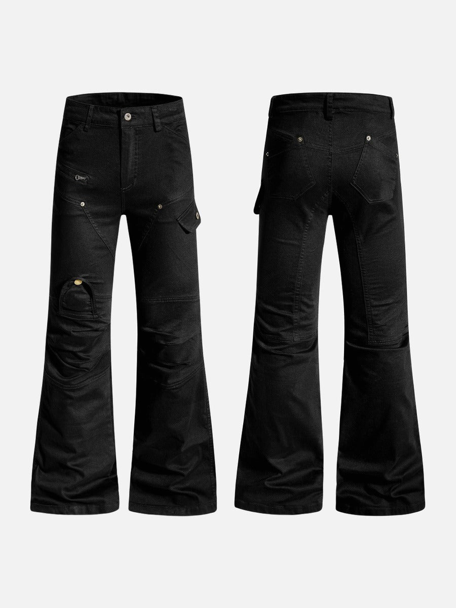 DAXUEN Solid black flared cargo pants