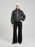DAXUEN Solid black flared cargo pants — model photo
