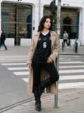 DAXUEN black relaxed fit flared pants — model photo