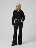 DAXUEN Black high-waisted flared cargo pants — model photo