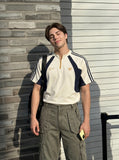 DAXUEN olive green flared cargo pants — model photo