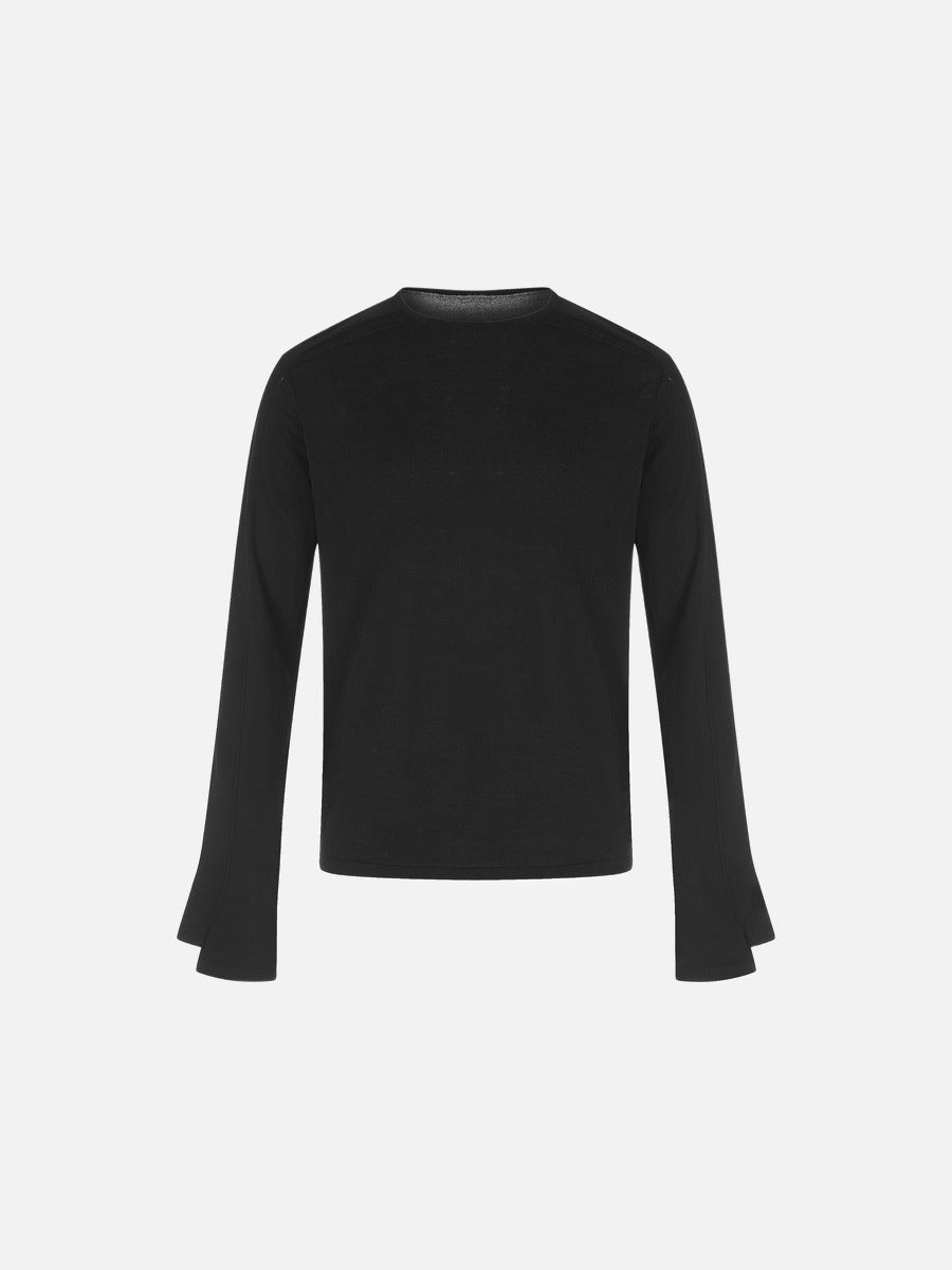 Flared Split Cuff Long Sleeve Knit Top