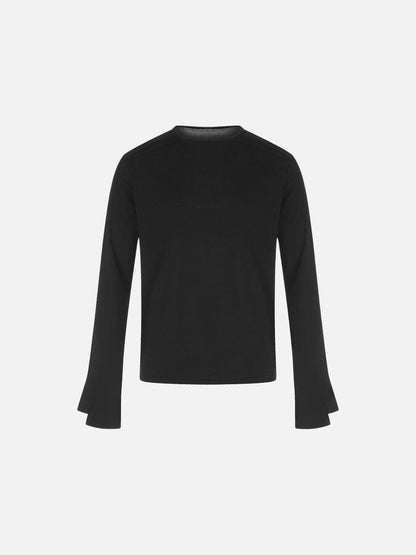 Flared Split Cuff Long Sleeve Knit Top