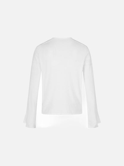 Flared Split Cuff Long Sleeve Knit Top