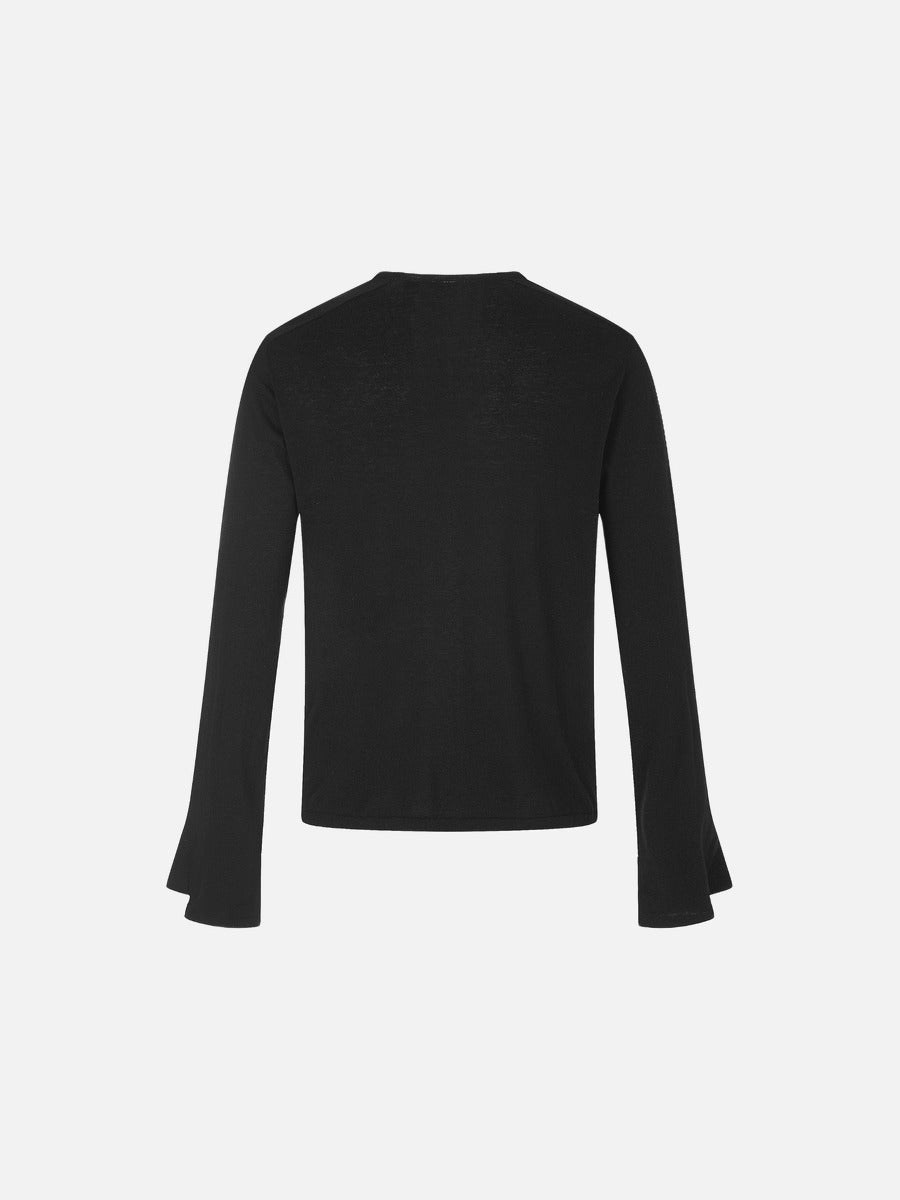 Flared Split Cuff Long Sleeve Knit Top