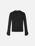 Flared Split Cuff Long Sleeve Knit Top