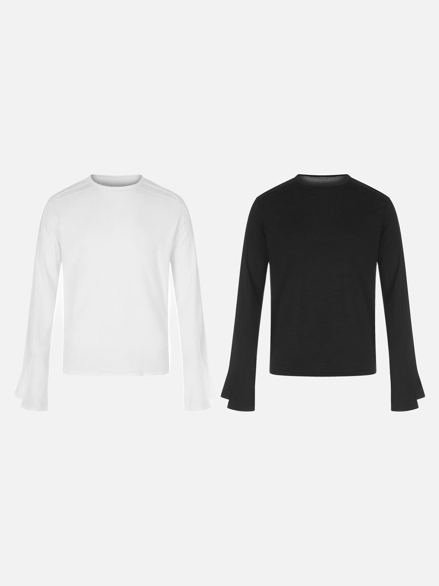 Flared Split Cuff Long Sleeve Knit Top