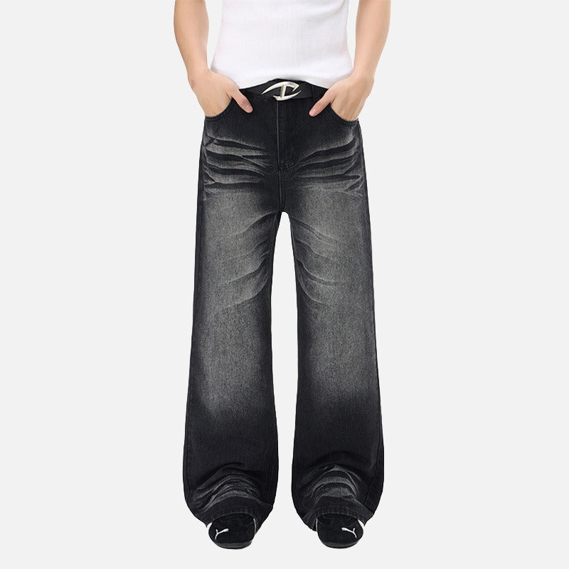 DAXUEN Flared wide-leg denim jeans in light blue and dark grey/black finishes