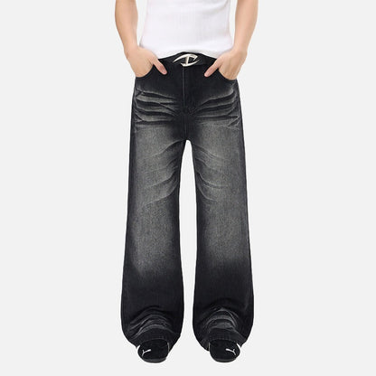 DAXUEN Flared wide-leg denim jeans in light blue and dark grey/black finishes