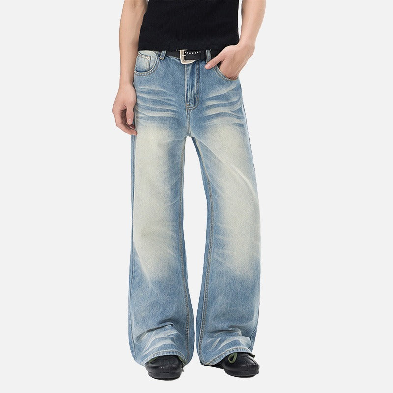 DAXUEN Flared wide-leg denim jeans in light blue and dark grey/black finishes