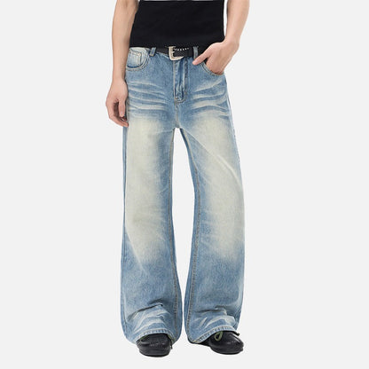 DAXUEN Flared wide-leg denim jeans in light blue and dark grey/black finishes