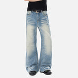 DAXUEN Flared wide-leg denim jeans in light blue and dark grey/black finishes