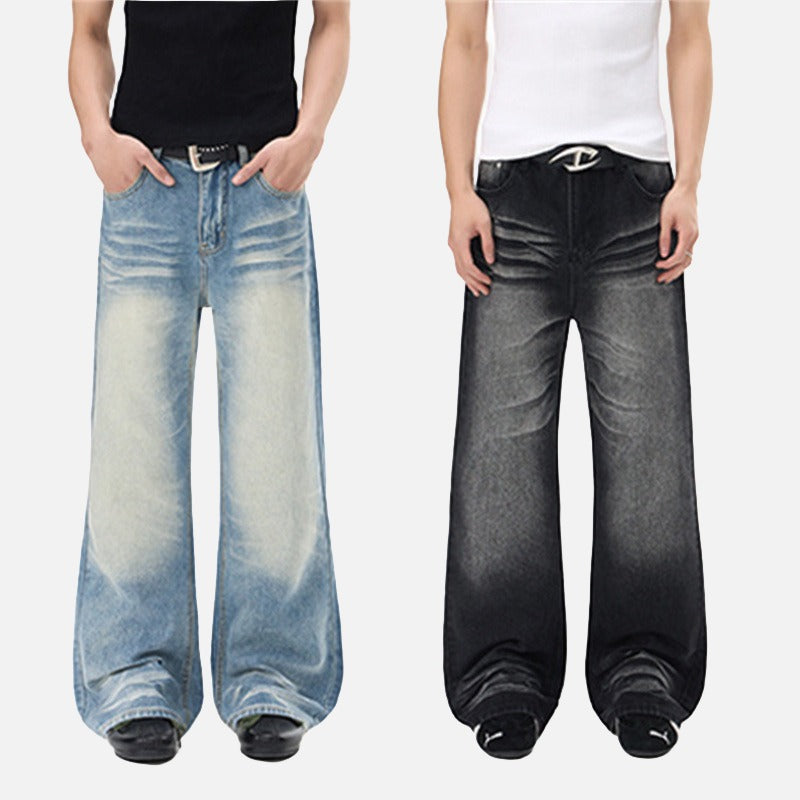 DAXUEN Flared wide-leg denim jeans in light blue and dark grey/black finishes