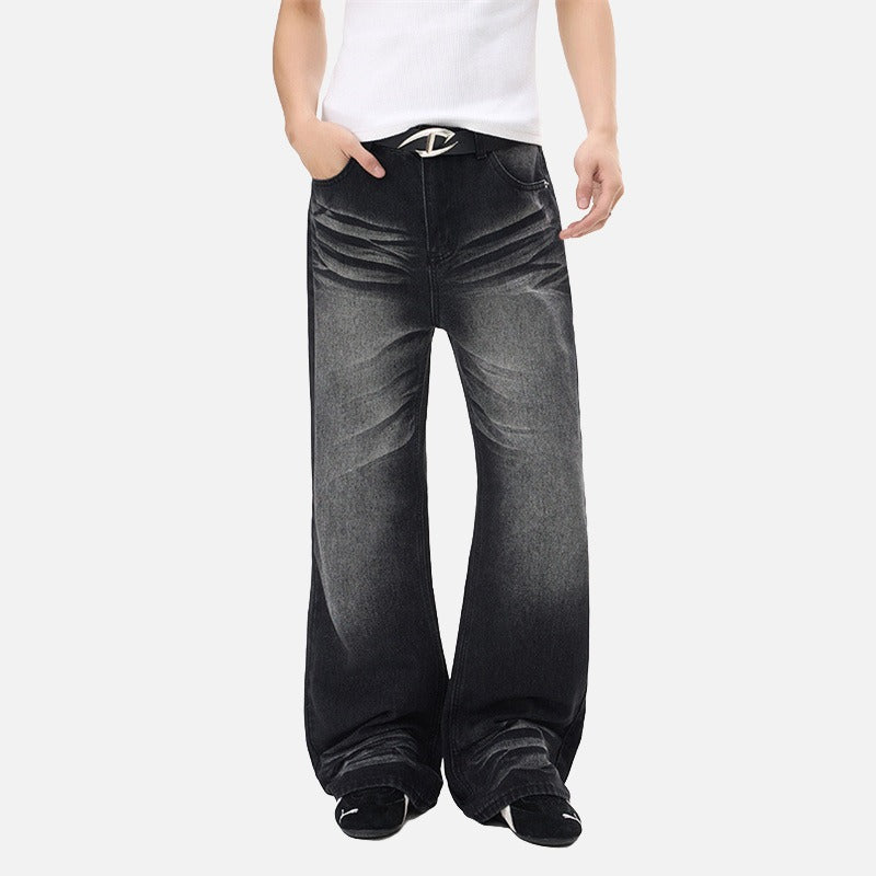 DAXUEN Flared wide-leg denim jeans in light blue and dark grey/black finishes