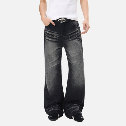 DAXUEN Flared wide-leg denim jeans in light blue and dark grey/black finishes
