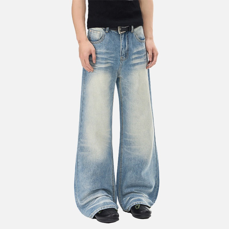 DAXUEN Flared wide-leg denim jeans in light blue and dark grey/black finishes