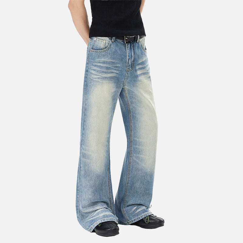 DAXUEN Flared wide-leg denim jeans in light blue and dark grey/black finishes
