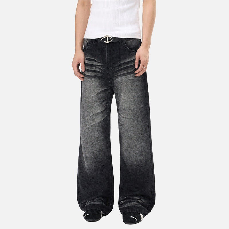 DAXUEN Flared wide-leg denim jeans in light blue and dark grey/black finishes