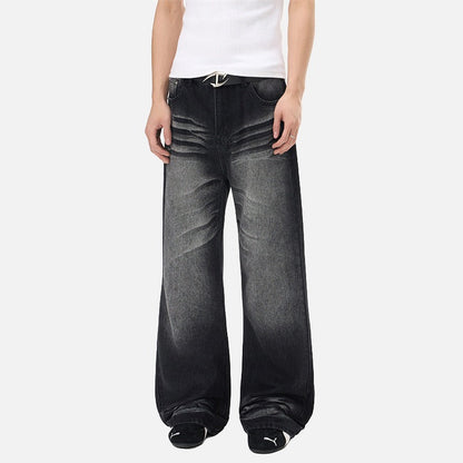 DAXUEN Flared wide-leg denim jeans in light blue and dark grey/black finishes