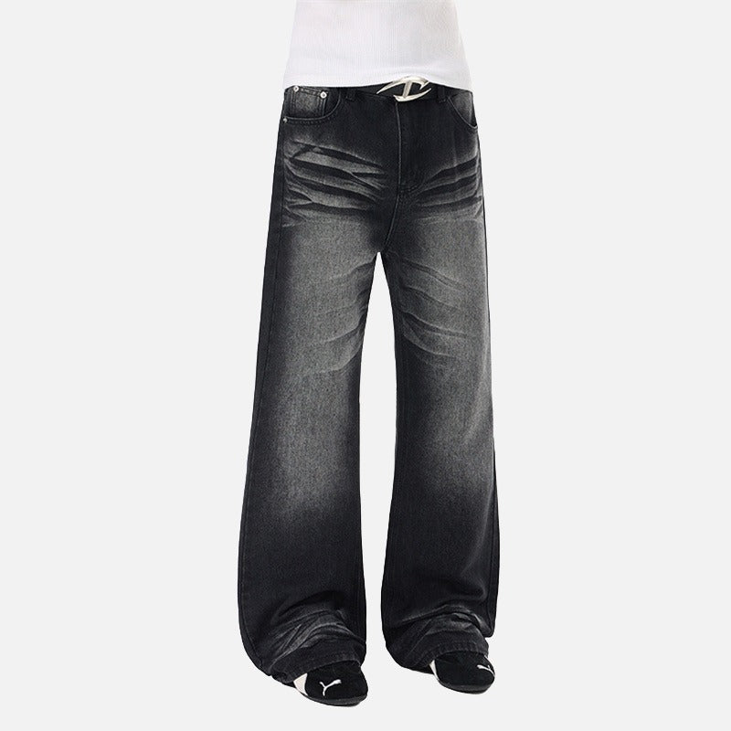 DAXUEN Flared wide-leg denim jeans in light blue and dark grey/black finishes