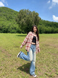 DAXUEN flared-wide-leg-denim-jeans-casual-pants — model photo