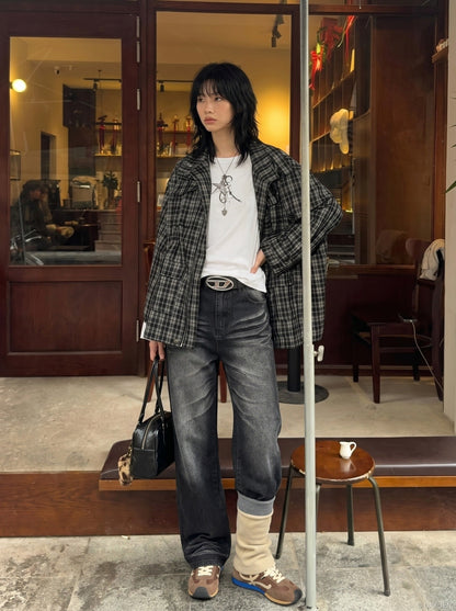 DAXUEN flared-wide-leg-denim-jeans-casual-pants — model photo