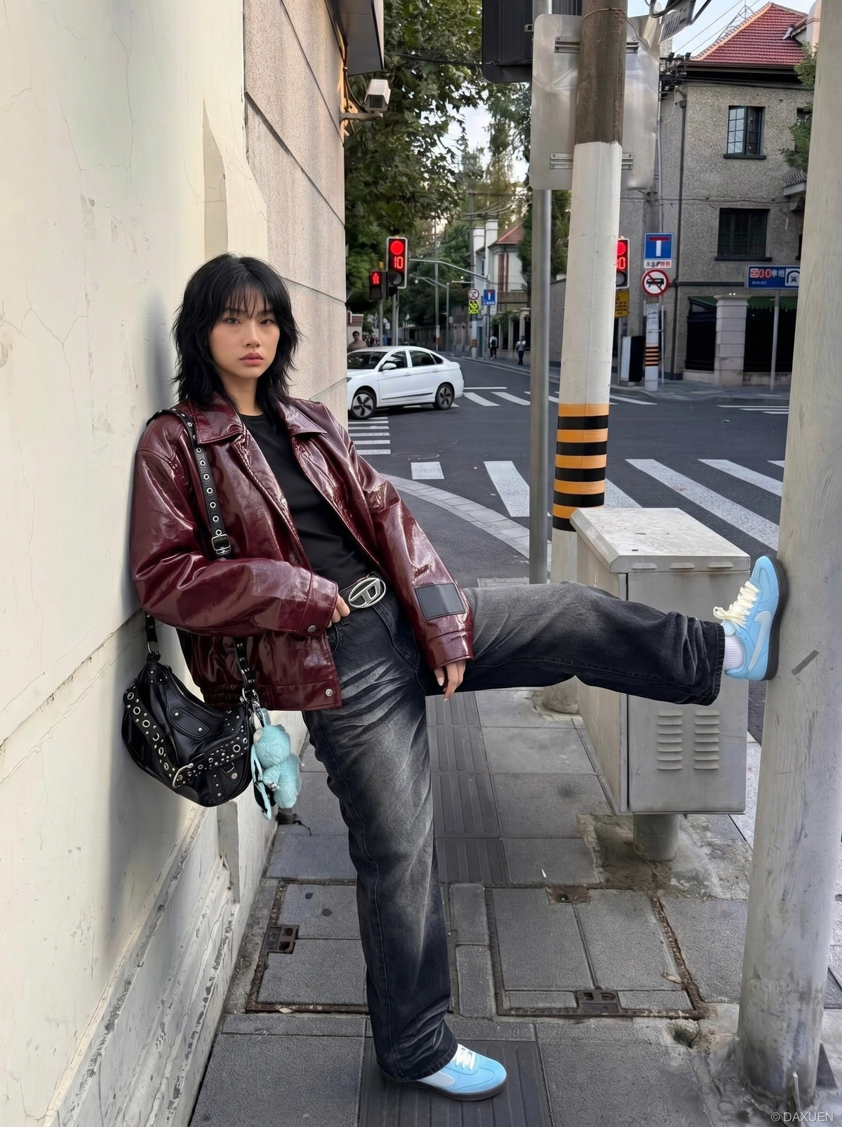 DAXUEN flared-wide-leg-denim-jeans-casual-pants — model photo