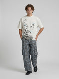 DAXUEN Floral butterfly printed short-sleeved T-shirt — model photo
