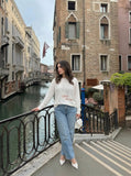 DAXUEN Long sleeve t-shirt with floral graphic — model photo