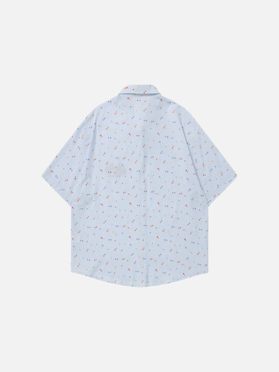 DAXUEN Relaxed-fit short-sleeved floral print button-up shirt