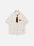 DAXUEN Relaxed-fit short-sleeved floral print button-up shirt
