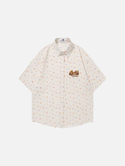DAXUEN Relaxed-fit short-sleeved floral print button-up shirt