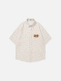 DAXUEN Relaxed-fit short-sleeved floral print button-up shirt