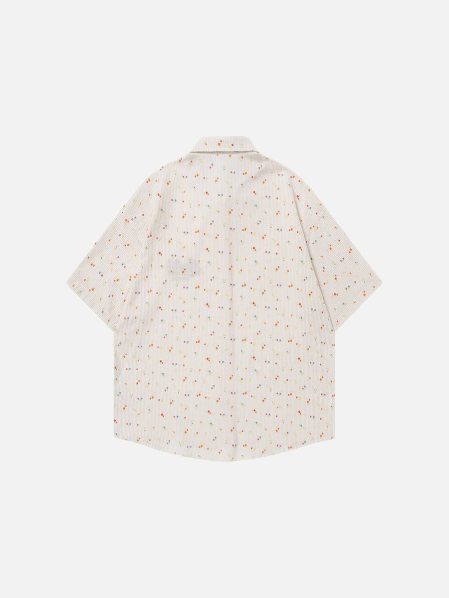 DAXUEN Relaxed-fit short-sleeved floral print button-up shirt