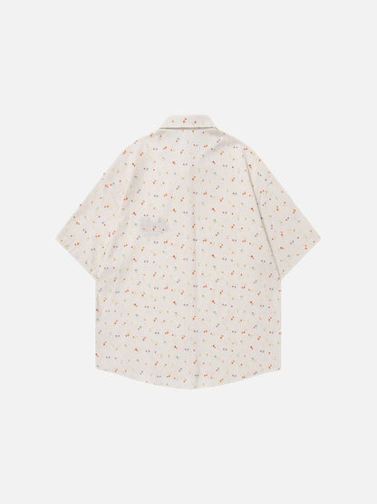 DAXUEN Relaxed-fit short-sleeved floral print button-up shirt