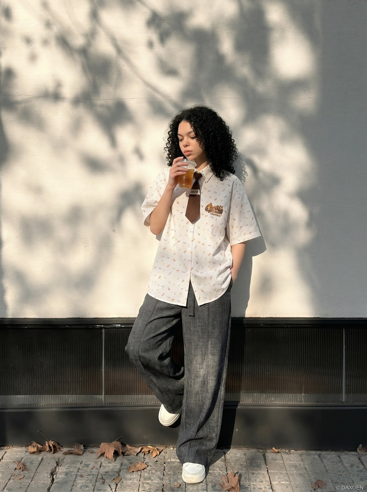 DAXUEN Floral Print Button-Up Shirt - DAXUEN — model photo
