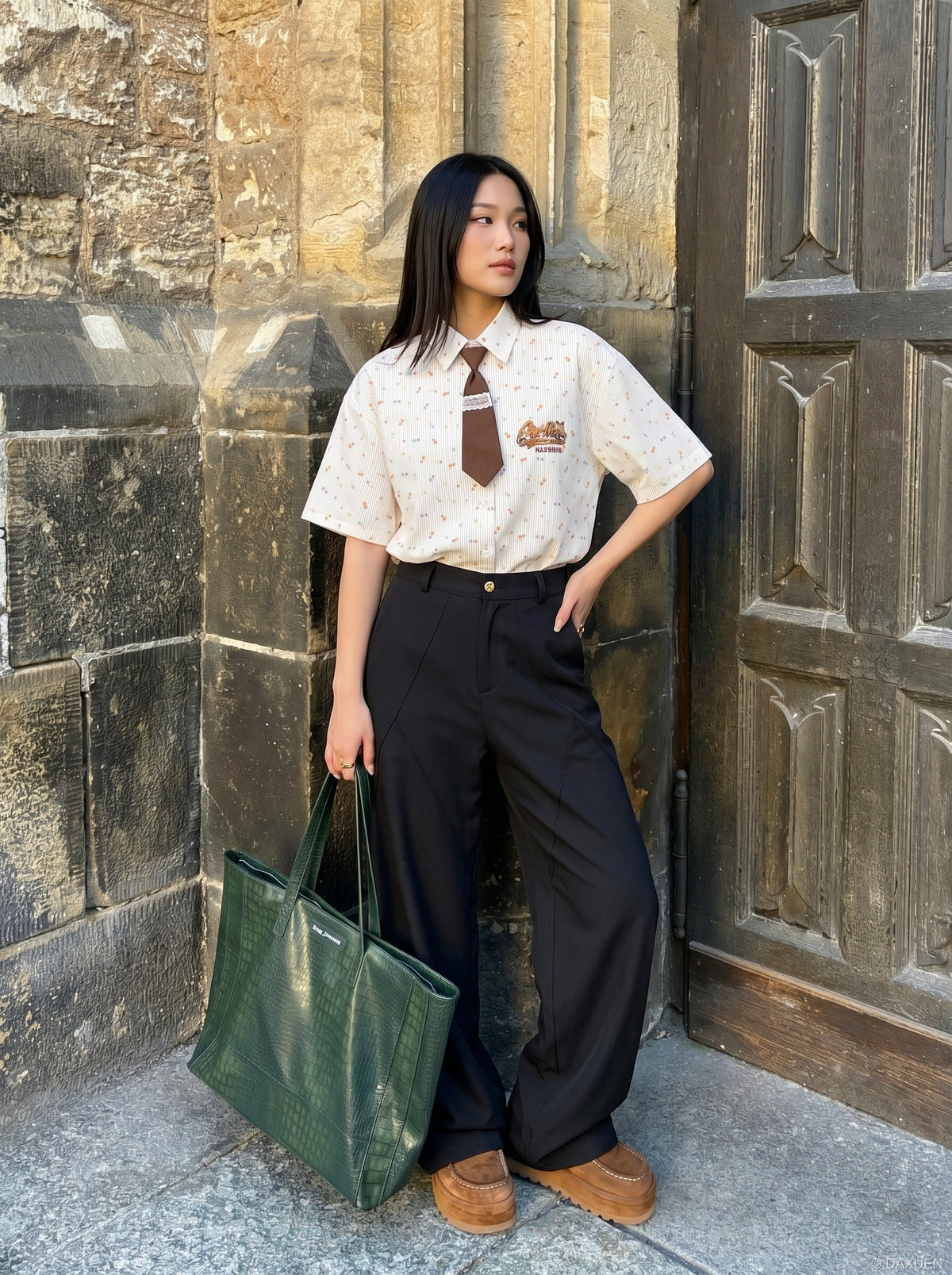 DAXUEN Floral Print Button-Up Shirt - DAXUEN — model photo