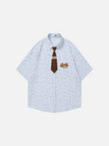 DAXUEN Relaxed-fit short-sleeved floral print button-up shirt