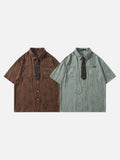 DAXUEN Floral print short-sleeved button-up shirt