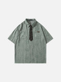 DAXUEN Floral print short-sleeved button-up shirt