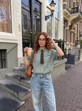 DAXUEN Floral print short-sleeved button-up shirt — model photo