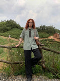 DAXUEN Floral print short-sleeved button-up shirt — model photo