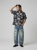 DAXUEN Short-sleeved floral print button-up shirt — model photo