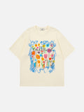DAXUEN Oversized floral graphic T-shirt in cream