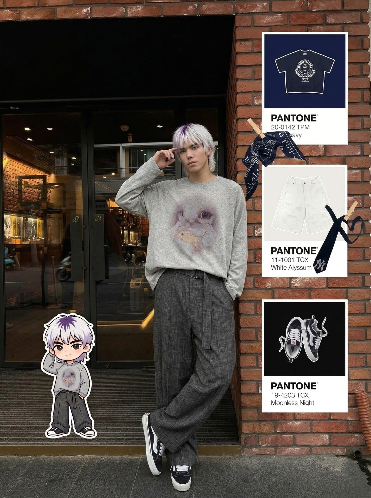 DAXUEN Long sleeve crew neck top with bunny print — model photo