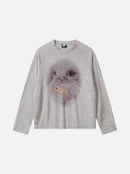 DAXUEN Long sleeve crew neck top with bunny print
