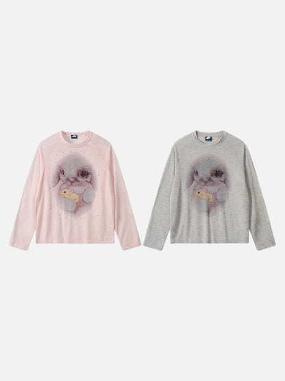 DAXUEN Long sleeve crew neck top with bunny print