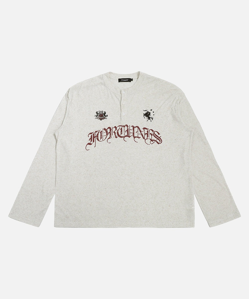 DAXUEN Light grey heathered long-sleeved Henley shirt