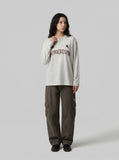 DAXUEN Light grey heathered long-sleeved Henley shirt — model photo